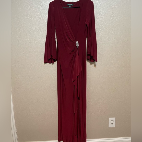 Ralph Lauren Burgundy Long Sleeve Dress - Picture 1 of 6